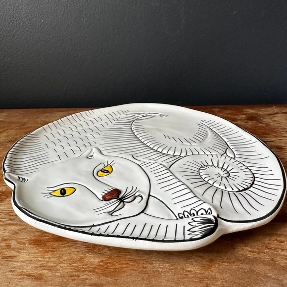 Vintage Cat Glazed Ceramic Dish Plate for Bonwit Teller Made in Italy - Picture 9 of 11